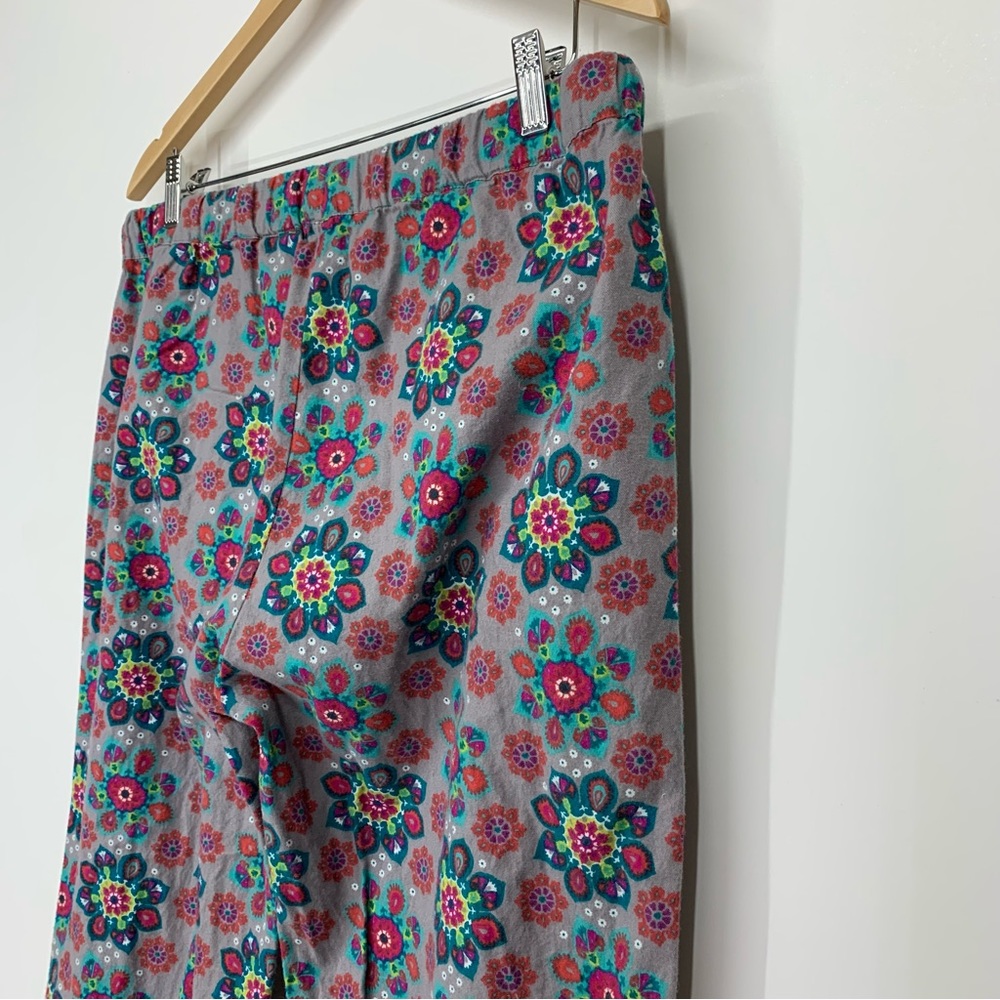 World Market Geometric Floral Boho Pajama Lounge Pants With Contrast Button Cuff - Picture 9 of 16